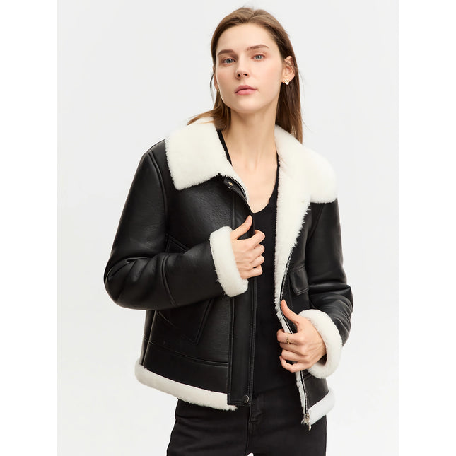 Minimalist Vintage Faux Leather Warm Jacket for Women