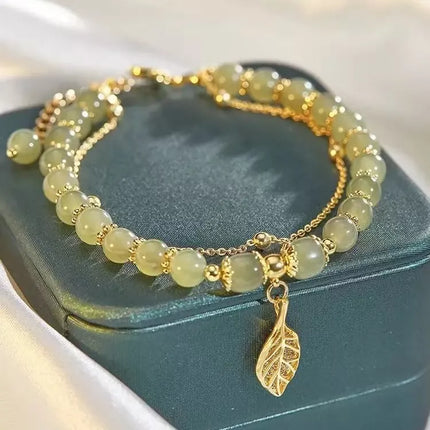 Hetian Jade Gold Leaf Bracelet - Wnkrs