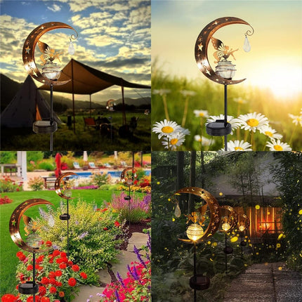 Lampe de jardin féerique en forme de lune solaire enchanteresse