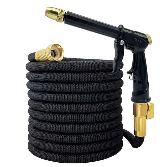 Expandable High-Pressure Garden Hose with Adjustable Sprinkler Head