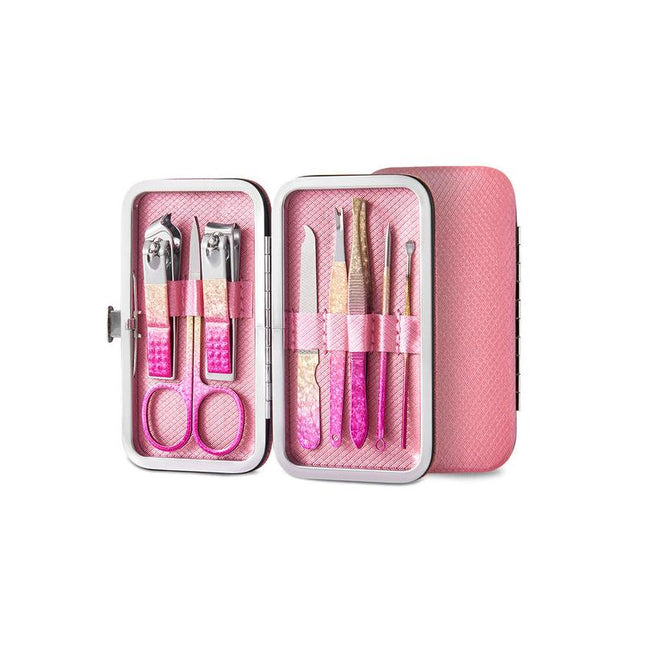 Coffret de manucure et pédicure de luxe dégradé rose doré