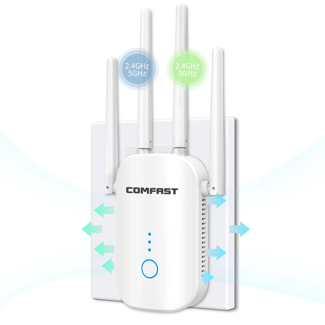 Répéteur WiFi double bande 1200 Mbps 2,4 G et 5 GHz avec 4 antennes