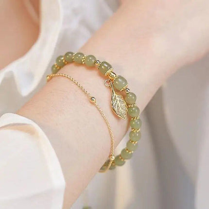 Hetian Jade Gold Leaf Bracelet - Wnkrs