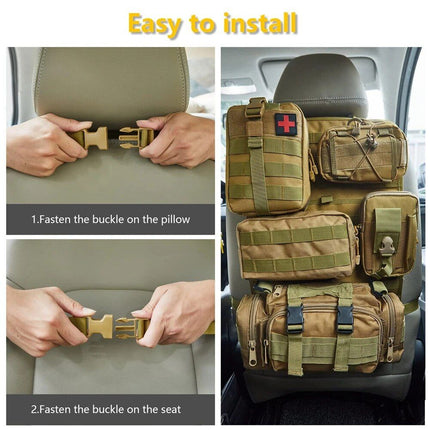 Universal Tactical Car Seat Organizer with 5 Detachable Molle Pouches - Wnkrs