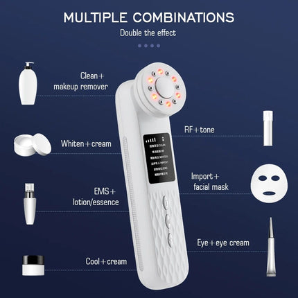 4-in-1 Ultrasonic Facial Massager: Radiofrequency Skin Tightening & LED Care - Wnkrs