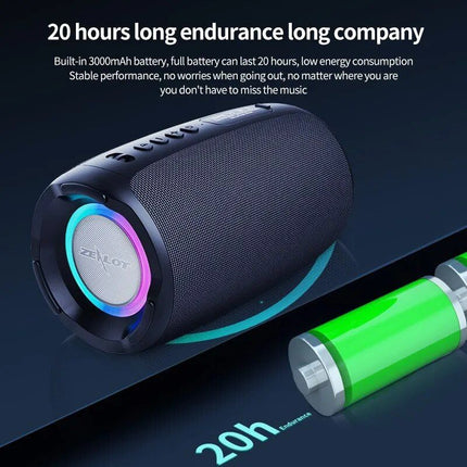 Portable Bluetooth Speaker with Wireless Subwoofer, Waterproof and RGB Lighting Effects - Wnkrs