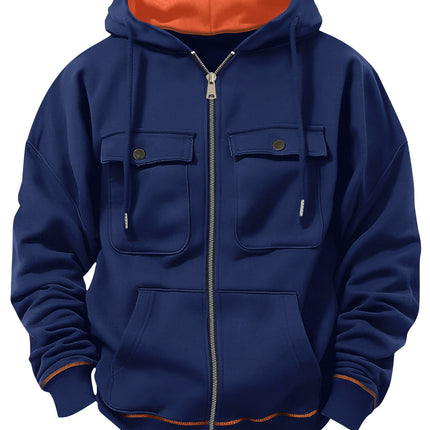 Suéter informal con cremallera para hombre de talla grande