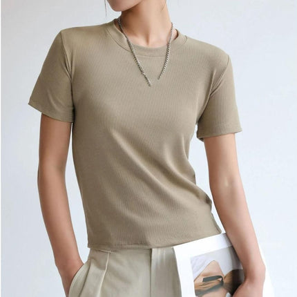 Women's Ribbed Round Neck T-Shirt