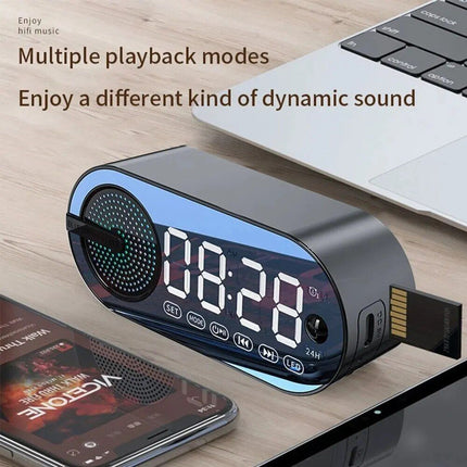 Wireless Bluetooth Speaker with LED Mirror Digital Alarm Clock & RGB Display - Wnkrs