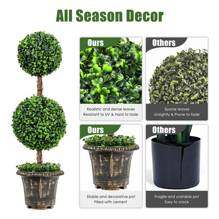 Elegant 36" Double Ball Topiary Artificial Tree for Indoor & Outdoor Decor - Wnkrs