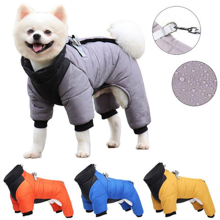 Abrigo de invierno impermeable para perros con anilla en D 