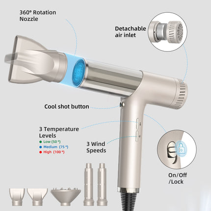 Sèche-cheveux ionique haute vitesse avec diffuseur