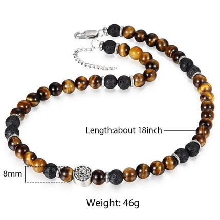 Men's Tiger Eye & Lava Stone Beaded Choker - Wnkrs