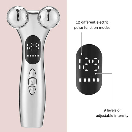 Masajeador de pulso de baja frecuencia: rodillo facial vibratorio para reafirmar, tensar y reducir las líneas finas de la piel