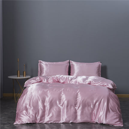 Simulation Silk Three-piece Duvet Cover Bedding - Wnkrs