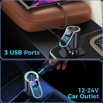 Adaptateur de chargeur de voiture USB allume-cigare 4 en 1 150 W