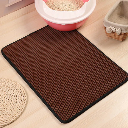 Tapis de litière pliable et imperméable pour chat – Récupérateur de litière en EVA à double couche