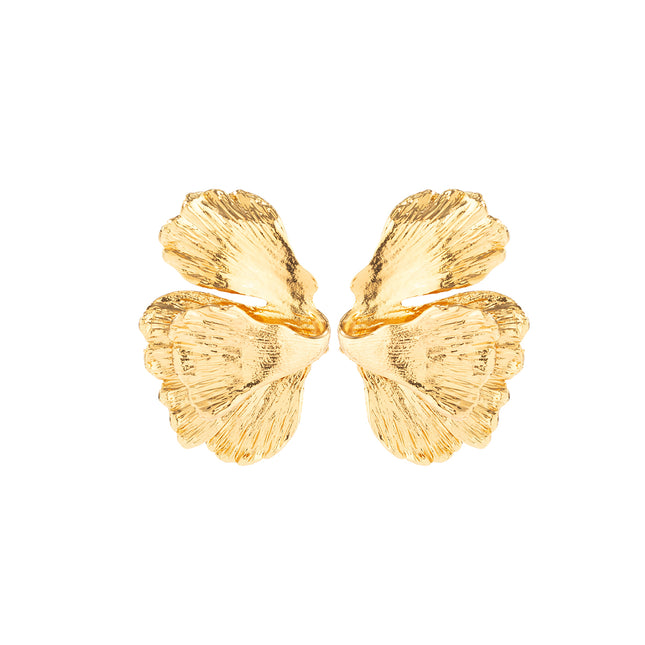 Pendientes de botón con forma de flor de pétalos geométricos de moda