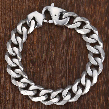 Stylish Matte Silver 15mm Stainless Steel Cuban Link Bracelet for Men - Wnkrs