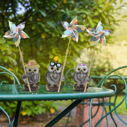 Ensemble de décorations artisanales en résine en forme de hibou charmant