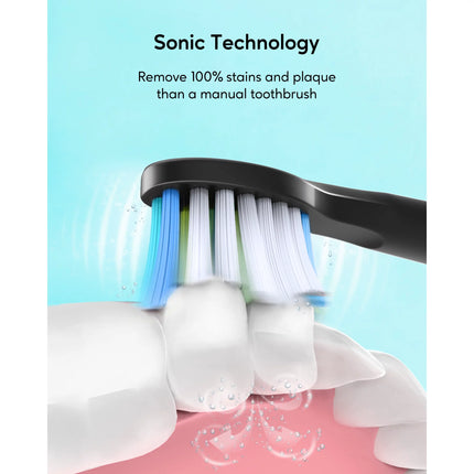 Brosse à dents électrique sonique puissante avec chargement USB et 8 têtes de rechange