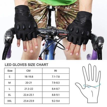 LED Flashlight Breathable Half-Finger Fishing & Cycling Gloves - Wnkrs