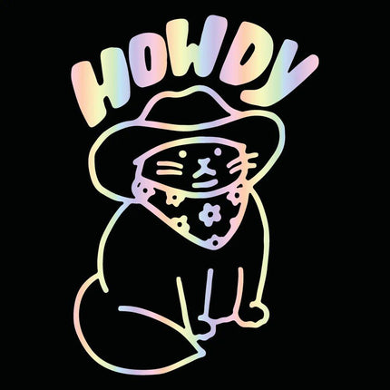 Howdy Cat Cartoon Vinyl Decal - Wnkrs
