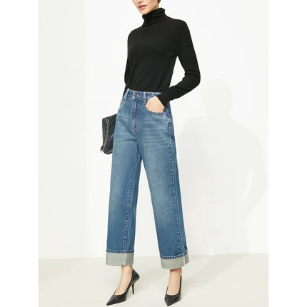 Jean ample taille haute pour femme