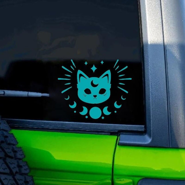 Cute Cat Moon Phase Car Sticker - Wnkrs