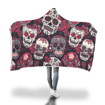 Hooded Blanket Cloak 3D Digital Printing Nap Blanket Skull - Wnkrs