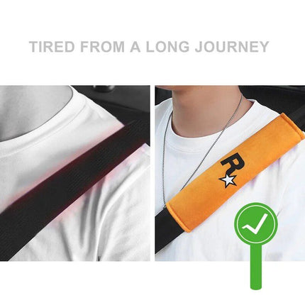 2pcs Yellow Car Seat Belt Covers with GTA Auto 5 Design - Wnkrs