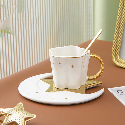 Creative Ceramic Cup With Star And Moon Saucer - Wnkrs