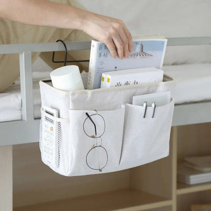 Multi-Purpose Bedside Storage Organizer: Canvas Hanging Pocket for Bedroom Essentials - Wnkrs