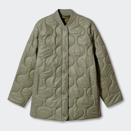 Veste matelassée boutonnée légère et chic - Manteau vert armée rétro