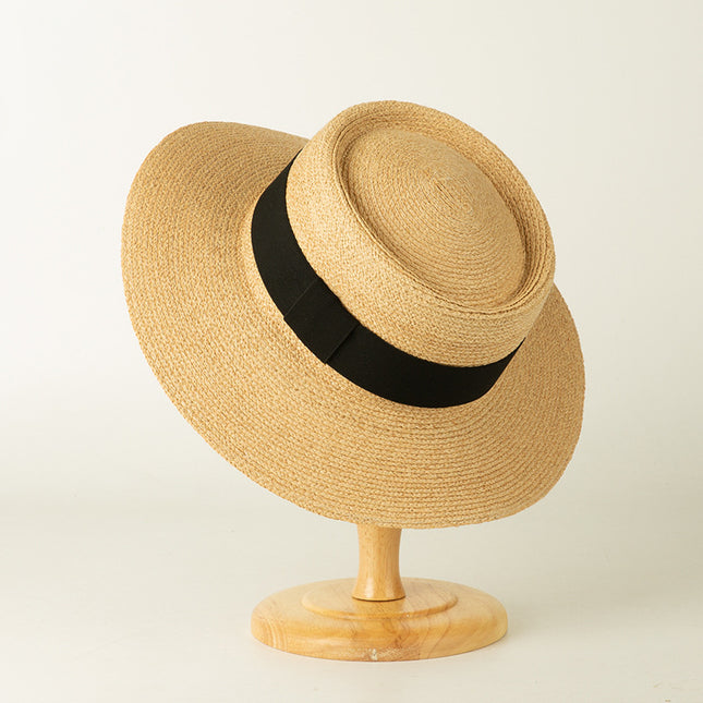 Chapeau de soleil en paille pliable élégant pour femme