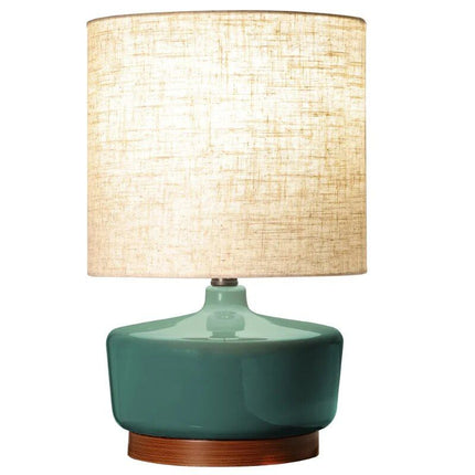 Elegant Mid-Century Modern Ceramic & Wood Table Lamp, 17" - Wnkrs