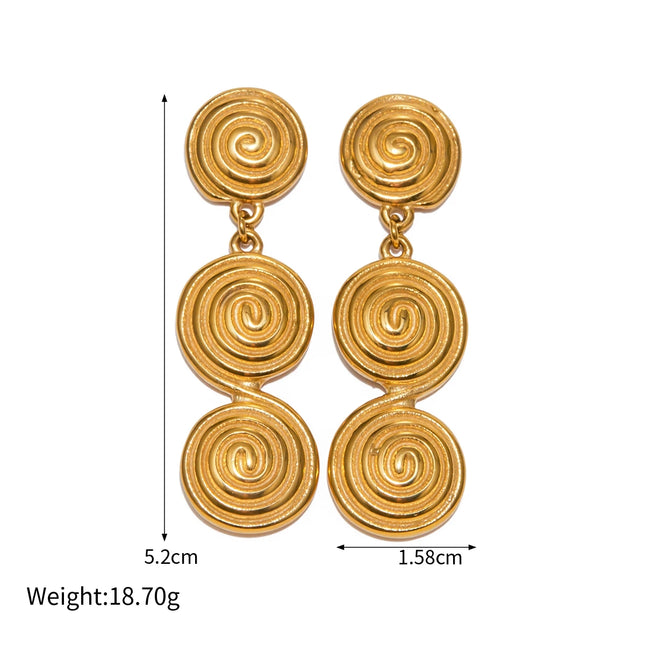 Vintage 18K Gold Plated Threaded Pendant Earrings