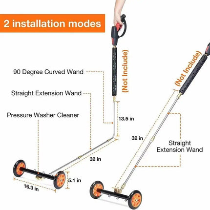 16-inch High Pressure Undercarriage Water Broom with Quick-Connect & 3 Wands - Wnkrs