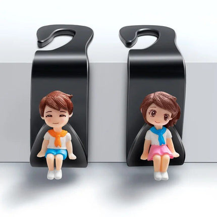 Cute Cartoon Car Seat Back Hooks - 2Pcs, Universal Rear Seat Hanger for Storage - Wnkrs