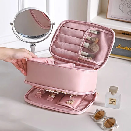 Organisateur de pinceaux de maquillage et sac de rangement de bijoux 2 en 1