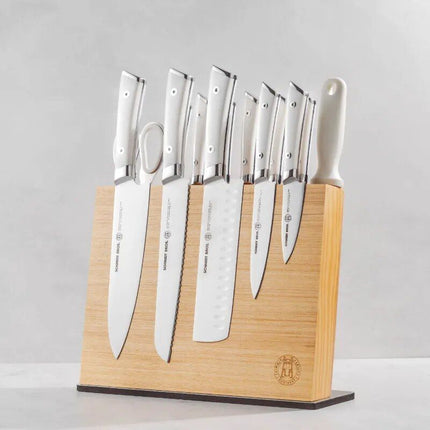 14-Piece Professional Forged Stainless Steel Knife Set with White Handles - Wnkrs