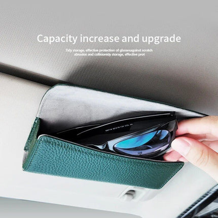 Luxury Cowhide Leather Sunglasses Case for Car Visor - Wnkrs