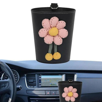 Luxury Leather Car Trash Can – Portable Garbage Bin for Auto Interiors - Wnkrs