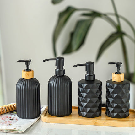 Elegante dispensador de jabón y loción de vidrio: artículos básicos para el baño