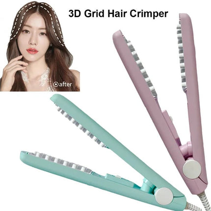 Mini Ceramic 3D Grid Hair Crimper & Curler - Volumizing Styling Tool for Women - Wnkrs