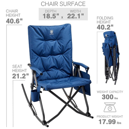 Silla de camping mecedora plegable de gran tamaño