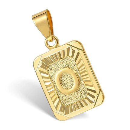 Gold Plated Initial Necklace with Cuban Curb Chain - Unisex Personalized Letter Pendant