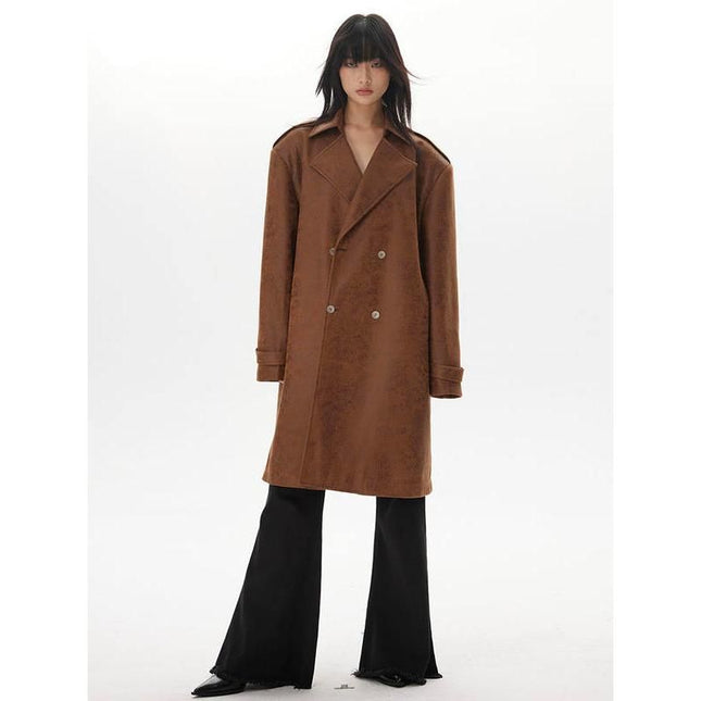 Gabardina de cuero gruesa vintage para mujer