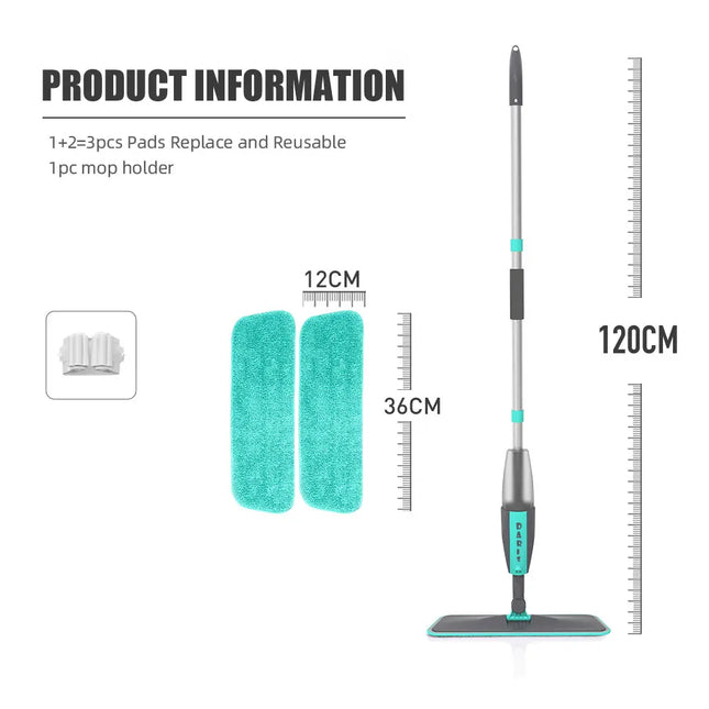 Fregona de microfibra giratoria de 360° con pulverizador