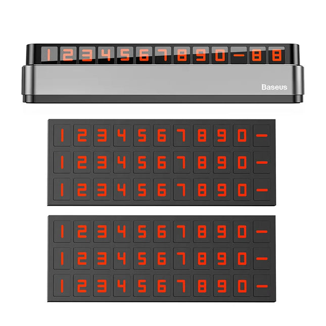 Carte de numéro de téléphone de stationnement temporaire - Lumineuse, cachée, en alliage, réutilisable
